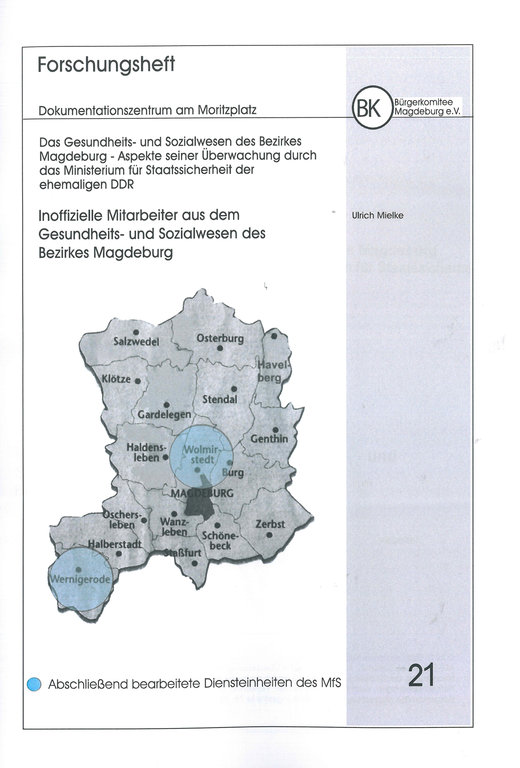 Inoffizielle Mitarbeiter des MfS aus dem Gesundheits- und Sozialwesen des Bezirkes Magdeburg
